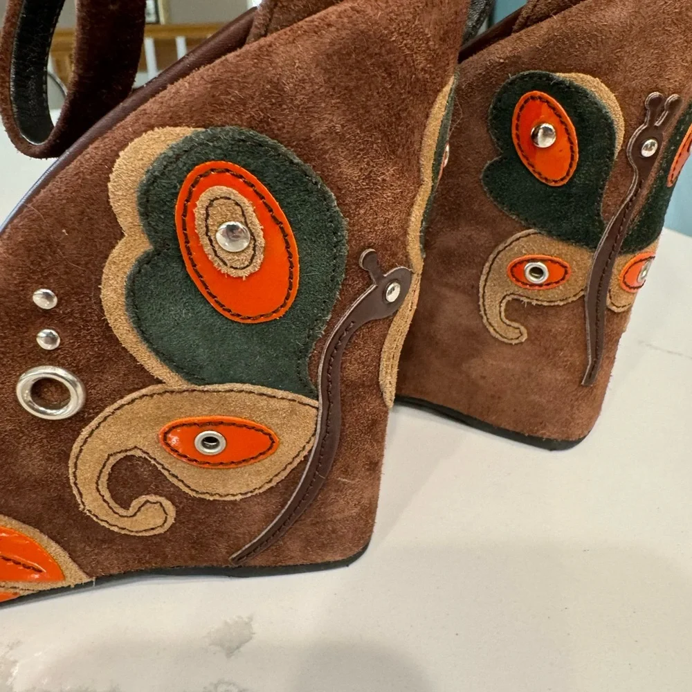 Prada suede wedge sandals. Size 37.5 US 7.5 - Picture 3 of 16